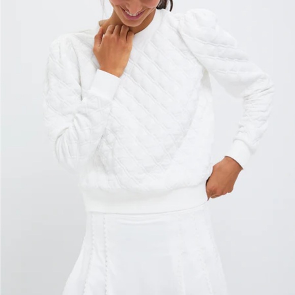 Tuckernuck Cream Quilted Crew Neck Sweater - Picture 1 of 5